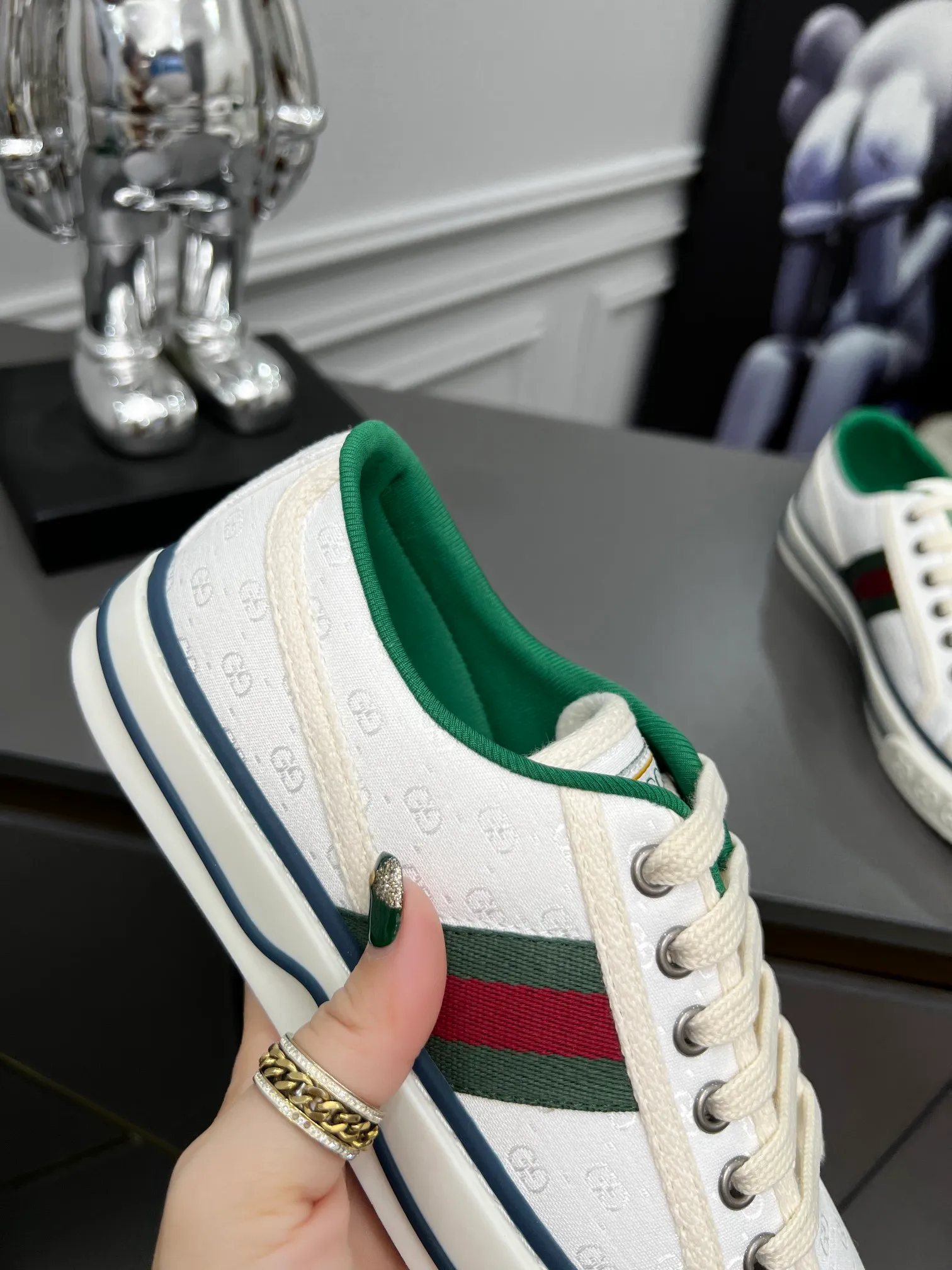 👟👟Ex-factory price 480👟👟 GUCCI new model 1977, classic LOGO material, 1:1 electric embroidery according to the original version, high version, complete package, low and highest version👟👟Ex-factory price U foam feet. T👟👟Ex-factory price U outsole, complete package! 35-44